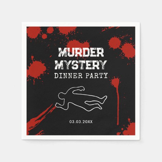 血痕のある殺人ミステリーディナーパーティー スタンダードカクテルナプキン (正面)