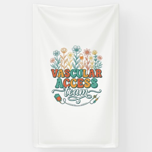 血管アクセスチームの花柄メディカルシャツデザイン1 横断幕 (縦)