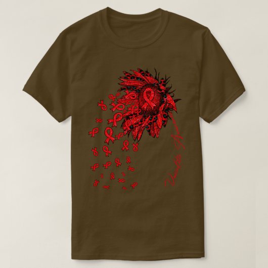 血管炎認識度ひまわりリボン花秋 Tシャツ (デザイン正面)