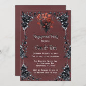 血紅のゴシック ブラック ローズエンゲージメントパーティ 招待状 (正面/裏面)