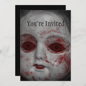 血紅の目をした青白い肌の人形 招待状 (正面/裏面)
