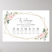 血色の花、ピンクの花、結婚式のタイムライン ポスター (正面)