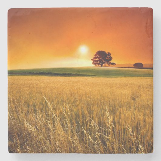 血赤い日没 ストーンコースター (正面)