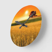 血赤い日没 ラウンド壁時計 (傾斜)