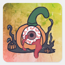 血走不気味ったカボチャ スクエアシール