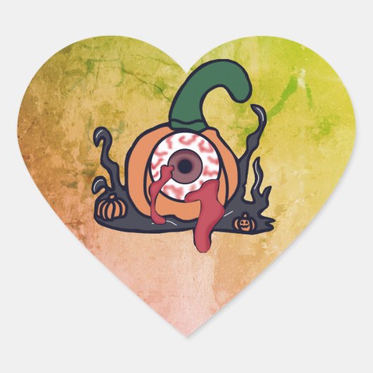 血走不気味ったカボチャ ハートシール (正面)