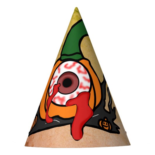 血走不気味ったカボチャ パーティーハット (正面)