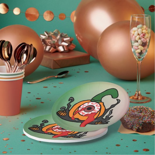 血走不気味ったカボチャ ペーパープレート (複数)