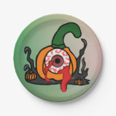 血走不気味ったカボチャ ペーパープレート (正面)