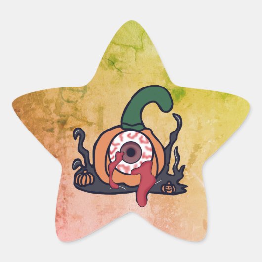 血走不気味ったカボチャ 星シール (正面)