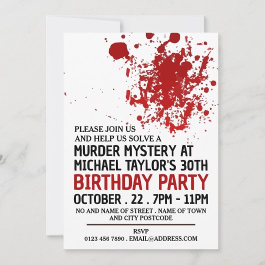 血（ばちゃばちゃ）跳ねる殺人事件の誕生日パーティー 招待状 (正面)
