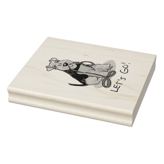 行おもしろいくぞ！リーシュ付きウェルシュテリアードッグ ラバースタンプ (スタンプ)