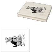 行おもしろいくぞ！リーシュ付きウェルシュテリアードッグ ラバースタンプ (押印)