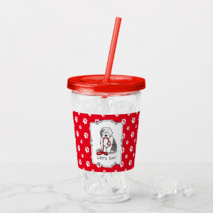 行おもしろいくぞ！古い英語シェプドッグを歩く（グレー1） アクリルタンブラー