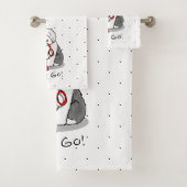 行おもしろいくぞ!古い英語シェプドッグを歩く(グレー1) バスタオルセット (インサイチュ)