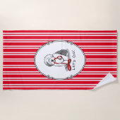 行おもしろいくぞ！古い英語シェプドッグを歩く（グレー1） ビーチタオル (正面)