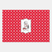 行おもしろいくぞ!古い英語シェプドッグを歩く(グレー1) ラッピングペーパーシート (正面)