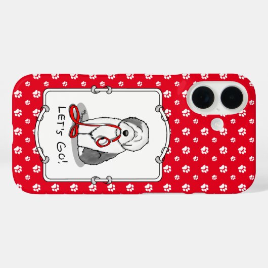 行おもしろいくぞ!古い英語シェプドッグを歩く(グレー1) Case-Mate iPhoneケース (裏面 (横))