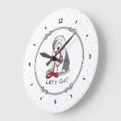 行おもしろいこう！古い英語の牧羊犬を歩く（灰色1） ラージ壁時計 (傾斜)