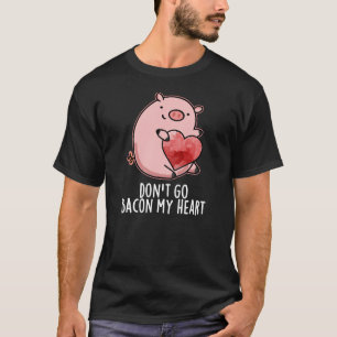 行かないベーコンマイハートおもしろいピグプンダークBG Tシャツ