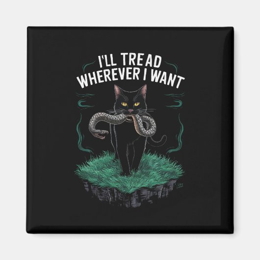 行きたい所へ足を踏み入おもしろいれる猫好き マグネット (正面)