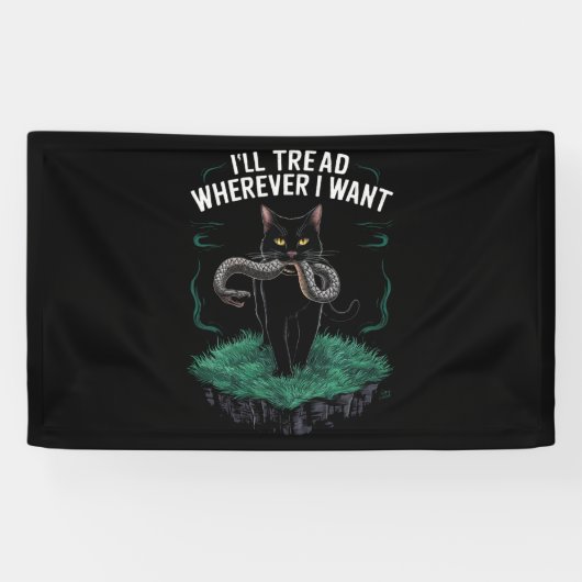 行きたい所へ足を踏み入おもしろいれる猫好き 横断幕 (横)