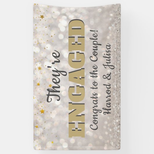 行きらきら光るけ！婚約発表パーティーバナー 横断幕 (縦)