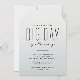 行き先ウェディングブルー水カラーシンプルおもしろい 招待状