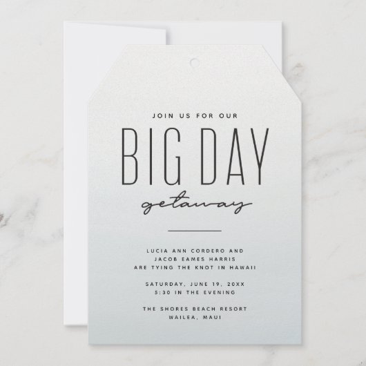 行き先ウェディングブルー水カラーシンプルおもしろい 招待状 (正面)