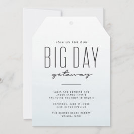 行き先ウェディングブルー水カラーシンプルおもしろい 招待状