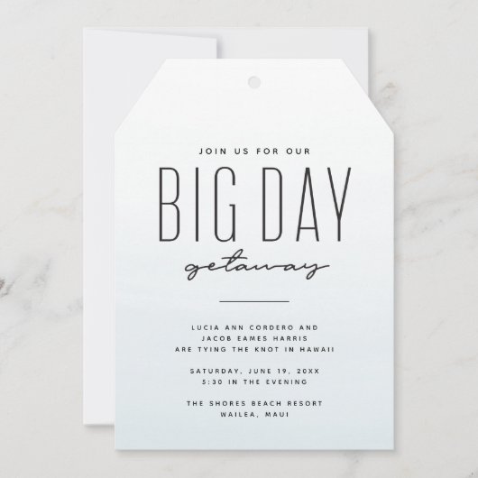 行き先ウェディングブルー水カラーシンプルおもしろい 招待状 (正面)