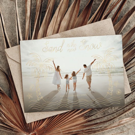 行き先クリスマスカードサンドは新しい雪 箔招待状ポストカード