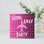 行き先パーティの招待状カ遠くにード飛行機ピンク 招待状 (スタンド正面)