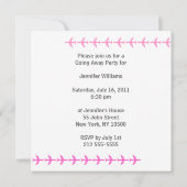 行き先パーティの招待状カ遠くにード飛行機ピンク 招待状 (裏面)