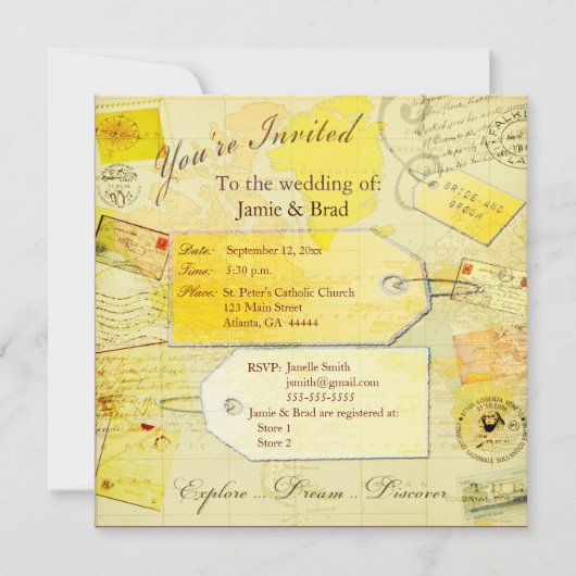 行き先旅結婚行テーマ 招待状 (正面)