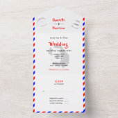 行き先結婚式サントリーニギリシャ航空郵便 オールインワン招待状 (内側)