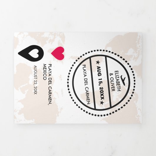 行き先結婚式 三つ折り招待状 (カバー)