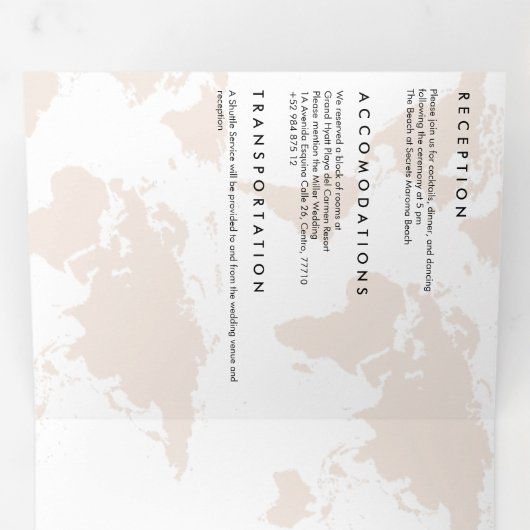 行き先結婚式 三つ折り招待状 (内部最初)