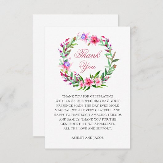 行き先結婚式。熱帯フローラ感謝していユー 招待状 (正面/裏面)