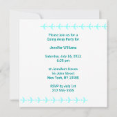 行き先遠くにパーティの招待状カード飛行機ティール(緑がかった色) 招待状 (裏面)