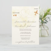 行き先飛行機の海外便結婚黄 招待状 (スタンド正面)