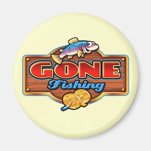 行き過ぎた魚釣り マグネット (正面)