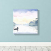 行き過ぎた魚釣り | レイクエアリー水の色の平和 キャンバスプリント (インサイチュ (ウッドフロア))