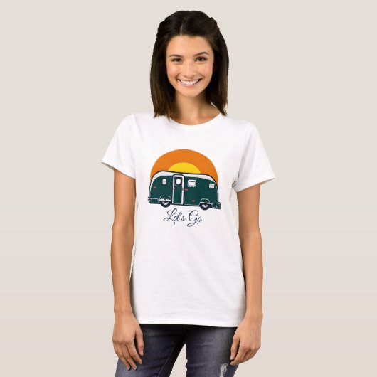 行くぞ！おもしろいヴィンテージキャンパーRV Tシャツ (正面フル)