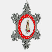 行くぞ！ウォークウィートテリアードッグ（ウィーテン1b2） スノーフレークピューターオーナメント (左)