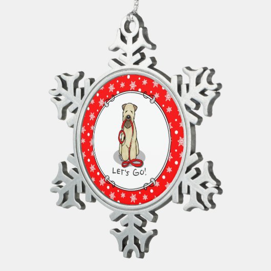行くぞ！ウォークウィートテリアードッグ（ウィーテン1b2） スノーフレークピューターオーナメント (右)