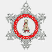 行くぞ!ウォークウィートテリアードッグ(ウィーテン1b2) スノーフレークピューターオーナメント (正面)