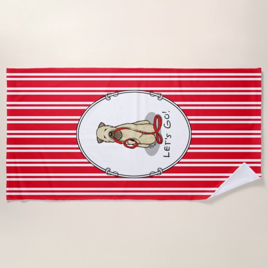 行くぞ!ウォークウィートテリアードッグ(ウィーテン1b2) ビーチタオル (正面)