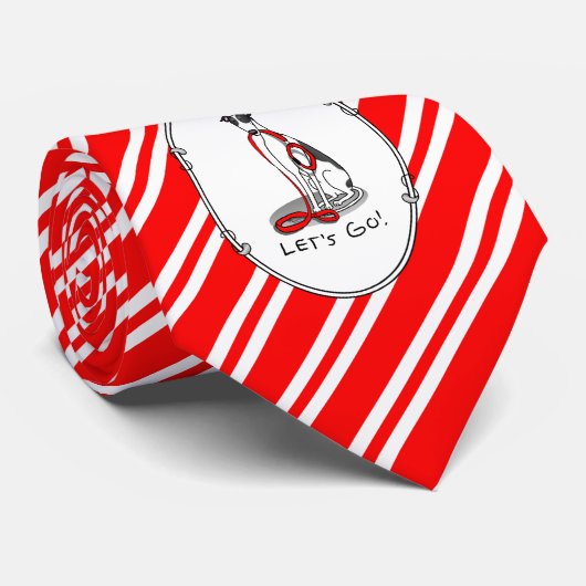 行くぞ！（ウォーク）グレイハウンドッグ(白黒) おもしろい ネクタイ (ロール)