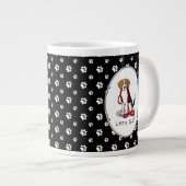 行くぞ!(ウォーク)ビーグル犬(トリカラー3)かわいい ジャンボコーヒーマグカップ (正面右)